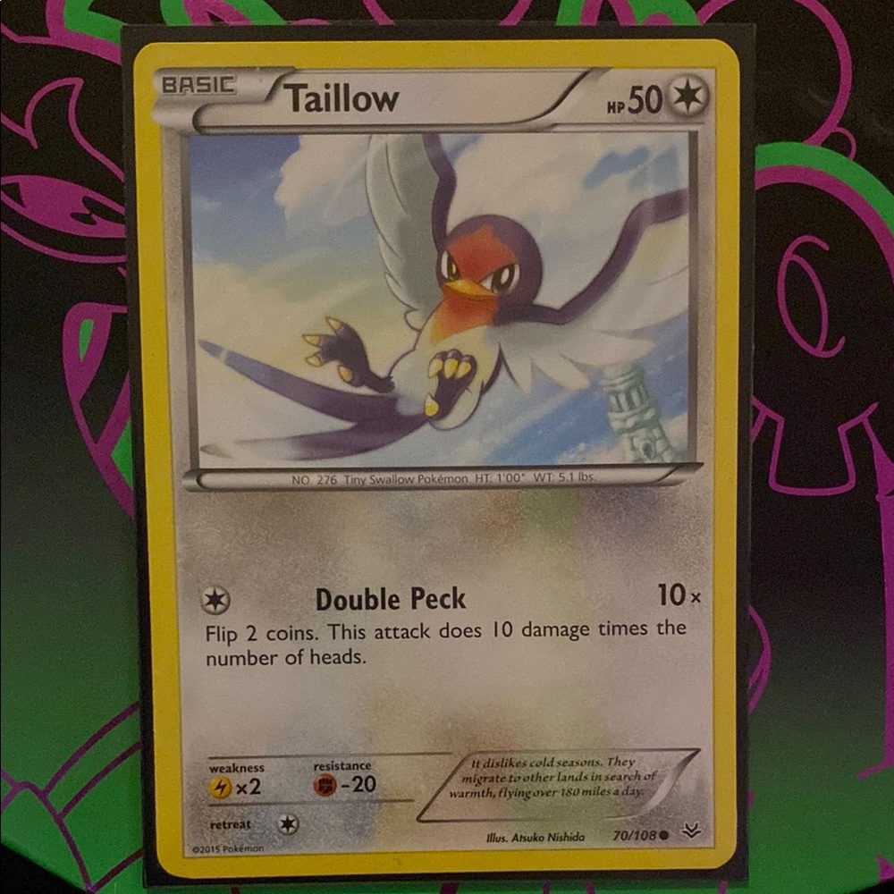 Taillow 70/108 Pokemon Card XY - Roaring Skies TCG regular common, 2015 NM